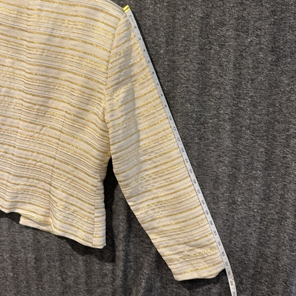 JS collections formal, twinset top and jacket, ivory Gold metallic stripe Sz 16 - Picture 15 of 16